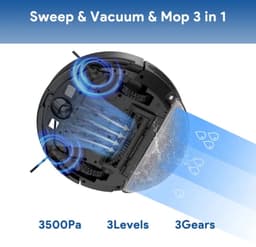 Bagotte BG 950 Max - Compatibel met Wi-Fi & Alexa - Zelfreinigend - Zuigkracht 3500Pa - Ideaal voor Tapijten 15mm - Stofzuiger met dweilfunctie — thumbnail 4