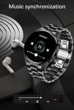 DrPhone ModelX5 - Metalen Smartwatch 46mm - A-GPS - Sport Mannen - Touchscreen - Berichten - Bluetooth Bellen + Extra Siliconen Band - Zwart — thumbnail 5