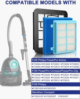 3 stuks stofzuigerfilters voor Philips PowerPro Compact, Active, City & Power Cyclone, reservefilterset voor Philips FC8010/01 FC9334, FC9550, FC9555, FC9556, vloerstofzuiger FC9331/09 FC9332/09 — thumbnail 2