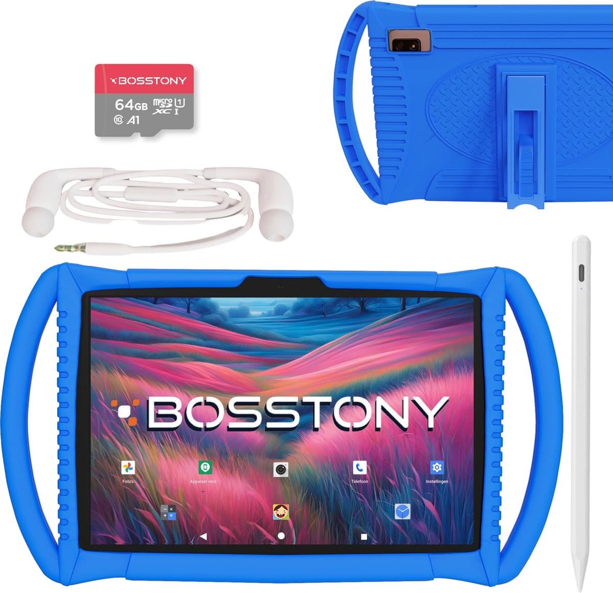 Bosstony Snelle Kids Tablet 10 inch - Ouderlijk Toezicht - 6000mAh Batterij - 192 GB - Incl Beschermpakket - Kindertablet vanaf 3 jaar - Tablet Kinderen — afbeelding 1