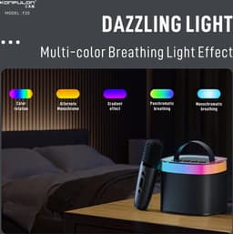 Viatel Creatieve Rgb Kleurrijke Verlichting Mini Karaoke Draagbare Draadloze Bluetooth Speaker Met Microfoon Outdoor Stereo Subwoofer — thumbnail 13