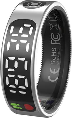 WizBay Premium Select® Smart Ring LED Dark Grey Zilver - Maat 9 - Hartslag Slaap Zuurstof - Gesture - Multi Sport Modi — thumbnail 1