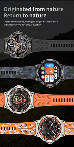 Knobbout 1.85 inch HD Sport Smartwatch - 760mAh Battery -Voorzien van GPS, AI-assistent & Bluetooth-bellen -Alles-in-één: Gezondheid, sport, communicatie & lifestyle-Stijlvol, slim en volledig aanpasbaar aan jouw leven-Zwart staal+ rubber horlogeband — thumbnail 4