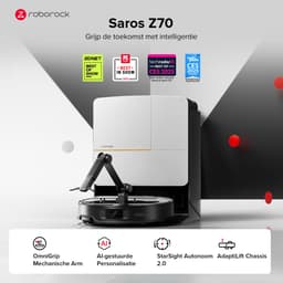 Roborock Saros Z70 – Robotstofzuiger en dweilrobot – Met OmniGrip-arm – 22.000 Pa – Aangedreven door AI – 7,98 cm ultradun – FlexiArm Riser – Tech AdaptiLift-chassis – Vermijdt obstakels – Multifunctioneel dock 4.0 — thumbnail 6