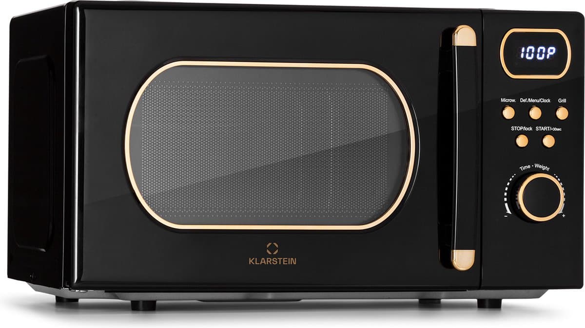 Klarstein Magnetron met Grill, 800 W, 20 Liter, 3-in-1 RVS Zwart, Met Ontdooien en Pizzafunctie, Draaiplateau, Compact - voor Keuken - Bruin - Microwave Combimagnetron Microgolfoven Microwave Oven — afbeelding 1