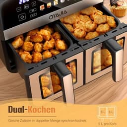 Airfryer – Friteuse – Heteluchtoven – Heteluchtfriteuse – Oven – 10,5L DualZone Met Dubbele Mand – 2600W Vermogen Met Touchscreen Bediening — thumbnail 4