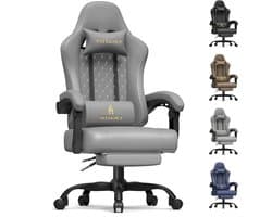 Homaxy - Game Stoel - Gaming Stoel - Gaming Stoel - Ergonomische Bureaustoel - Gamestoel - Verstelbaar - Gaming Chair - Inclusief voetensteun - Grijs