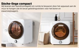 Wasdroger 3kg – 65dB – 8 programma's – NTC sensor – voor kleine huishoudens – 53,5x42x65 cm – 1 stuks – wit — thumbnail 9