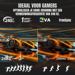 Quvo® Gaming Monitor 240hz - Gaming Monitor - Zwart - 18xm x 72cm x 59cm ; 5.5 kg — thumbnail 4