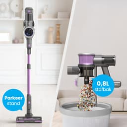 Auronic Steelstofzuiger Draadloos 350W - Draadloze Stofzuiger - HEPA Filter - Zelfstaand - Op Accu - Zonder Zak - Kruimeldief - Vacuum Cleaner - Grijs/Paars — thumbnail 9