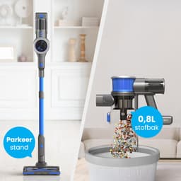 Auronic Steelstofzuiger Draadloos 350W - Draadloze Stofzuiger - HEPA Filter - Zelfstaand - Extra Accu - Op Accu - Zonder Zak - Kruimeldief - Vacuum Cleaner - Grijs/Blauw — thumbnail 9