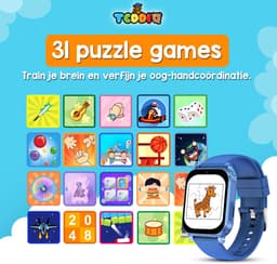 TeddiQ Playwatch - Kinder Smartwatch - Kinderhorloge - Blauw - 31 educatieve games - Smartwatch Kind - HD Scherm — thumbnail 12