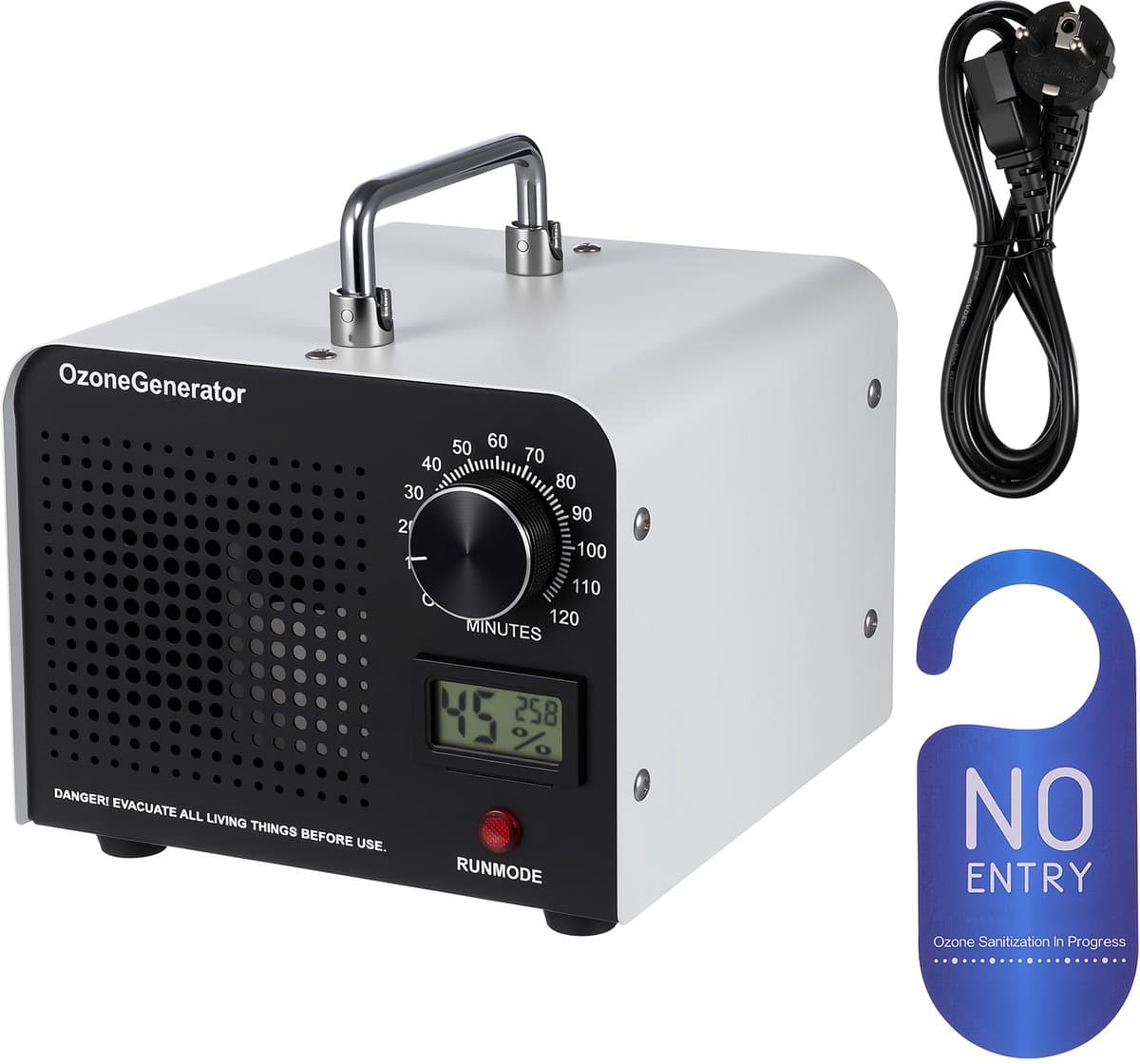 160 Ozongenerator voor Thuisgebruik (60 g/u) – Draagbare Luchtreiniger met Timer, Bereik van 400 m³/u – Compacte Luchtreiniger voor in Huis, Verwijdert Rook, Huisdiergeuren en Muffe Luchtjes – EU-stekker — afbeelding 1