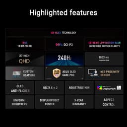 ASUS ROG Strix OLED XG27AQDMES - QHD OLED Gaming Monitor - 240hz - Neo Proximity Sensor - 27 inch — thumbnail 4