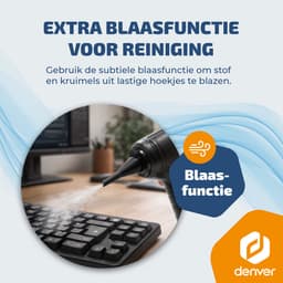 Denver Stofzuiger - Kruimeldief - Auto stofzuiger - Air Duster - 6 opzetstukken - Zuigen en blazen - Handstofzuiger - Stofreiniger - HVC45 — thumbnail 3