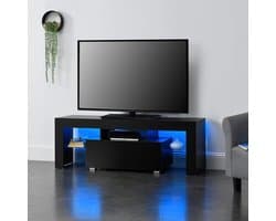 Modern TV Meubel met LED Verlichting en Opbergruimte 130 cm Zwart