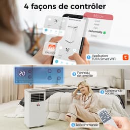 HOMCOM Draagbare airconditioner - ABS - 35 x 34,8 x 70 cm - Wit — thumbnail 4