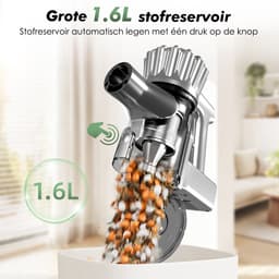 Fukstern Steelstofzuiger Draadloos - 38KPa krachtige zuigkracht - Tot 60 Min Accuduur - 4-voudig HEPA-Filtersysteem - 1,6L Stofreservoir - Anti-Klit Vloerborstel draadloze steelstofzuiger - zilverkleurig — thumbnail 4