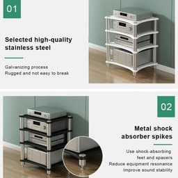 Opbergrek Audio - Versterkerstandaard - Apparatuur Organiseren - Modulair Ontwerp - Meerdere Lagen - Zwart — thumbnail 6