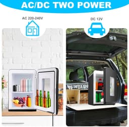 Mini koelkast - 15L Minibar - Koel & warm - AC/DC 230V/12V - Draagbare Mini Autokoelkast - Voor Auto, Kantoor, Camping & Thuis Eten, Drinken - Zwarte — thumbnail 4