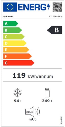Siemens KG39E8XBA -Koelvriescombinatie -Koelkast - 201x60 - Energielabel B - hyperFresh 0°C meer ruimte voor groente en fruit - superKoelen: snel koelen van verse producten - Zwart — thumbnail 12