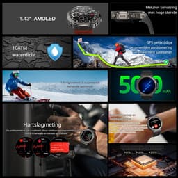 DrPhone CoreX Pro Tactical – Militair GPS Smartwatch – AMOLED – GPS GNSS – 10ATM Waterdicht – Bluetooth Bellen – Horloge Heren - NL Versie — thumbnail 8