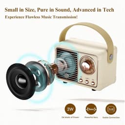 Ynkkvre - Retro bluetooth speaker - vintage decor - draagbare draadloze bluetooth speaker -Wit — thumbnail 4