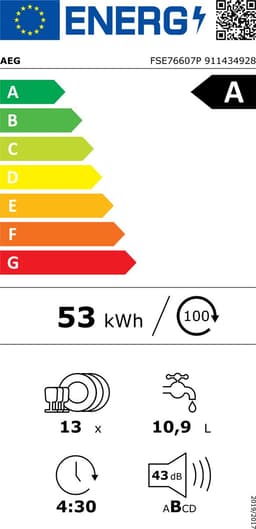 AEG FSE76607P EcoLine 7000 serie - Inbouwvaatwasser - GlassCare - QuickLift - 13 couverts - - Energielabel A — thumbnail 3