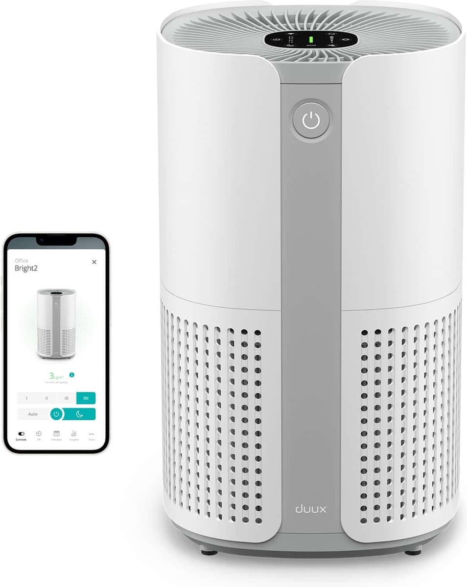 Duux Bright 2 Smart Luchtreiniger - 210 CADR geschikt voor 42m² - Air Purifier met Luchtkwaliteitsindicator en Ionisator - Wit — afbeelding 1