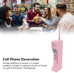 Store_8 - Vintage Retro Brick Mobiele Telefoon - Opblaasbare Telefoon Ornament - Lichtgewicht en Draagbaar - Roze - Decoratie voor Thuis - Retro Stijl — thumbnail 3