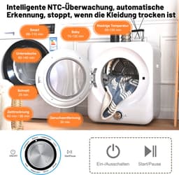 HAUSS SPOLE Wasdroger – Snel En Gelijkmatig Drogen – 53,5 x 42 x 65 cm – ABS En Staal – Wit – 8 Programmas — thumbnail 9
