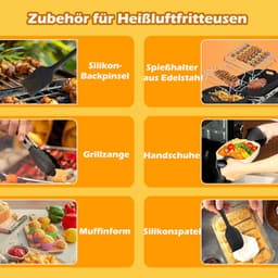 Airfryer accessoires voor Philips Dual Basket 3000/5000 Serie – 28 delig – geschikt voor 3L & 6L – BPA-vrij siliconen – 304 roestvrij staal – grillrek – spiezen – vaatwasserbestendig – inclusief muffinvormpjes — thumbnail 2
