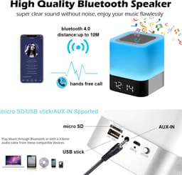 Oneay Bluetooth-nachtlampje — Een draadloze Bluetooth-speaker met ledverlichting en zeven kleurmodi, voorzien van een ingebouwd klokdisplay. Een ideaal cadeau voor vrienden en collega's. — thumbnail 3