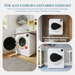 Re-purelife® wasdroger 4 kg met 4 programma's - compacte kledingdroger van roestvrij staal en PCM-behuizing - stapelbare droogtrommel met koelfunctie en wandmontage - wit 49,5 × 41,5 × 59,5 cm — thumbnail 10