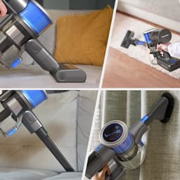 Auronic Steelstofzuiger Draadloos 350W - Draadloze Stofzuiger - HEPA Filter - Zelfstaand - Extra Accu - Op Accu - Zonder Zak - Kruimeldief - Vacuum Cleaner - Grijs/Blauw — thumbnail 4
