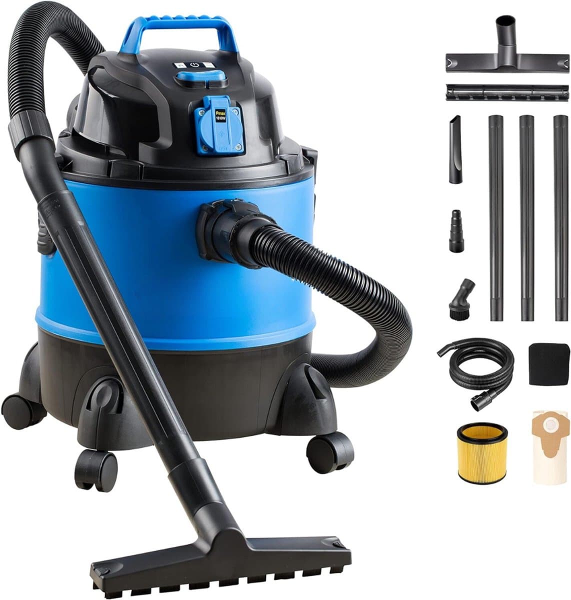 DYNA® Bouwstofzuiger Zonder Zak - Alleszuiger Met Accessoires - Stofzuiger - Zwart/Blauw - 33cm x 34cm x 45cm — afbeelding 1