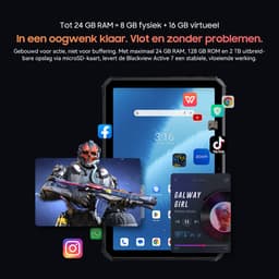 Blackview Active 7 - Tablet - 24GB RAM - 128GB ROM - Dual 4G SIM - 11 inch - 10000mAh - Octa Core - Android 15 Bluetooth 5.0 - NFC - OTG - Zwart — thumbnail 3