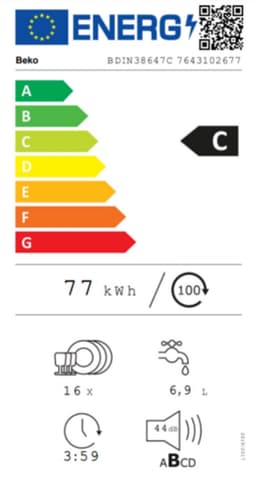 Beko bPRO 500 BDIN38647C vaatwasser Volledig ingebouwd 16 couverts C — thumbnail 3