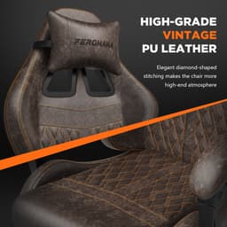 Soontrans-Gaming Stoel-Inklapbare Voetensteun-Gamestoel Verstelbaar Rugleuning-Ergonomische Gaming Chair-Bureaustoel-Max Draagvermogen 120 kg-PU Kunstleer Computerstoel Gaming Voor Volwassenen en Jongeren-Bruin — thumbnail 9