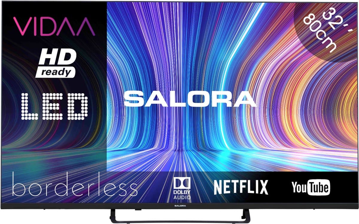 Salora 32HV210 VIDAA Smart HD TV 81 cm Zwart — afbeelding 1