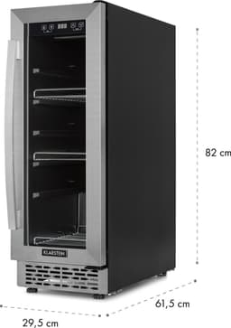 Klarstein Beerlager 56 drankkoelkast, 56 liter, 20 flessen, inbouw, 82 cm hoog, glazen deur met roestvrijstalen frame, 3 schappen, temperatuur: 0 - 10 °C, touchscreen bedieningspaneel, zwart - LED - RVS - Mini Fridge - Compact Koelkast — thumbnail 3