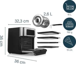Princess Airfryer Oven 182065 - Heteluchtfriteuse en Oven in één - Groot 10 liter - 3 bakplaten - Rotisseriemand - RVS - Touchscreen — thumbnail 10