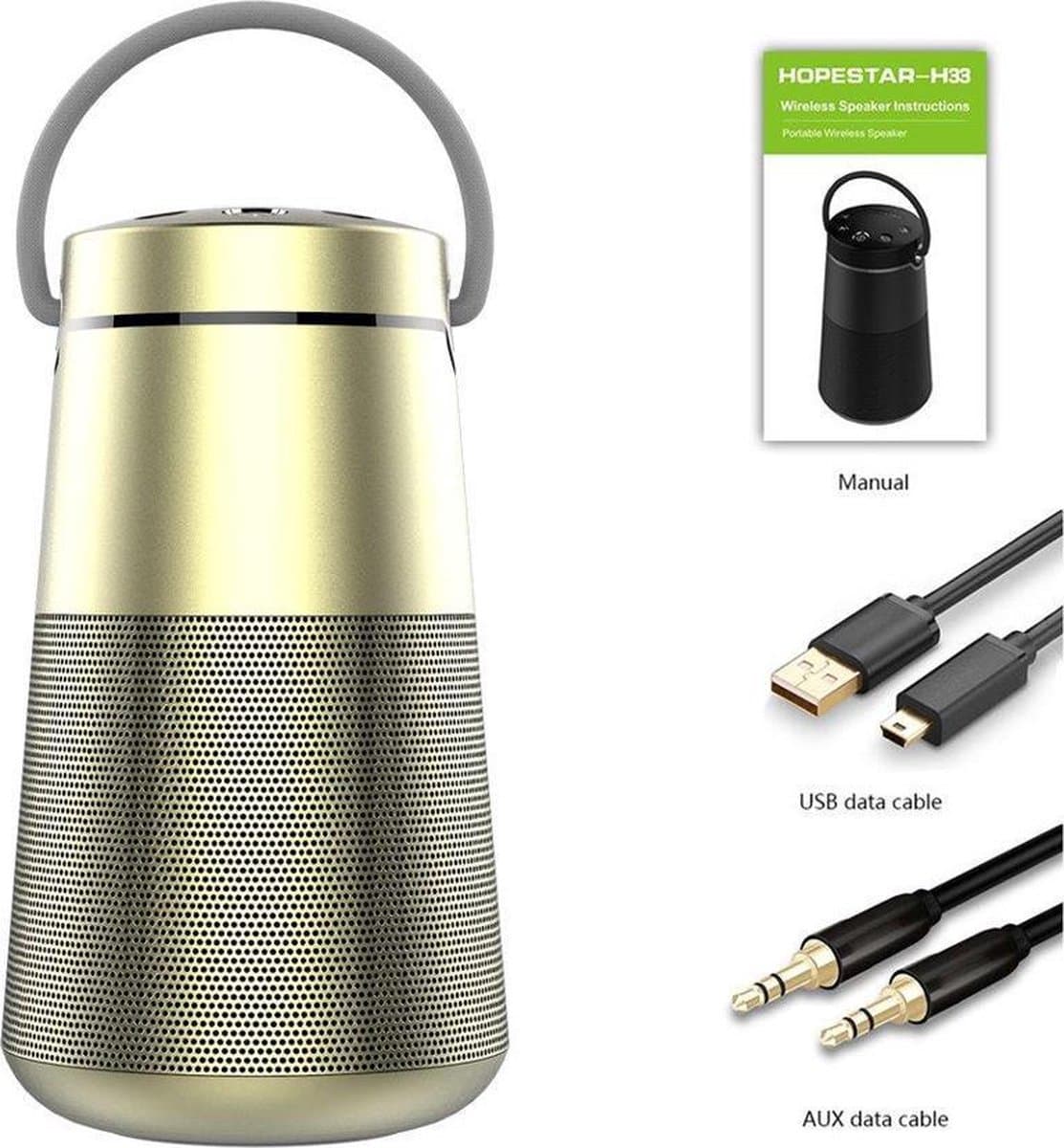 HOPESTAR H33 Goud draagbare draadloze Bluetooth-luidspreker FM-zender Powerbank — afbeelding 1