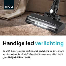 MOA Steelstofzuiger Draadloos - Zonder Zak - Op Accu - 2-in-1 - 180W - Vacuum Cleaner - Zwart - Draadloze stofzuiger — thumbnail 4