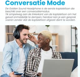 Golden Sound Draadloze Koptelefoon - Active Noise Cancelling - Ambient Mode - 60+ batterijduur - Over ear - Conversation mode - Koptelefoon bluetooth - Hybrid ANC tot 40dB - Koptelefoons — thumbnail 7