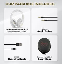 PowerLocus P19 Bluetooth Koptelefoon - Koptelefoon Draadloos - tot 70 Uur Speeltijd en met Aux Kabel - Over Ear Hoofdtelefoon - 3 EQ-Modi - Met Draagtas – Wit/Goud — thumbnail 7