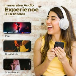 PowerLocus P19 Bluetooth Koptelefoon - Koptelefoon Draadloos - tot 70 Uur Speeltijd en met Aux Kabel - Over Ear Hoofdtelefoon - 3 EQ-Modi - Met Draagtas – Wit/Goud — thumbnail 10