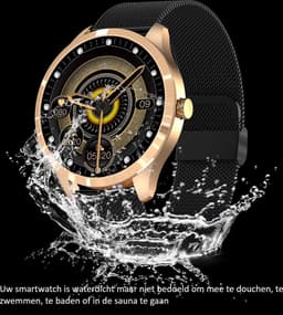 Belesy® Q9 Pro - Smartwatch Dames – Smartwatch Heren - Horloge - 1.28 inch - Kleurenscherm - Stappenteller - Bloeddruk - Hartslag - 75+ Wijzerplaten – Sporten - Staal – Goud - Kerstcadeau — thumbnail 8