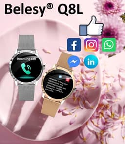 Belesy® Q8LG 2022 - Smartwatch Dames – Smartwatch Heren - Horloge- 1.09 inch - Kleurenscherm - Stappenteller - Bloeddruk - Hartslag - 75+ Wijzerplaten – Sporten - Staal – Rosé Goud — thumbnail 9