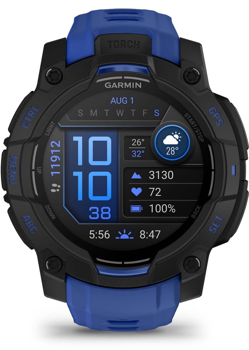 Garmin Instinct 3- Smartwatch - 45mm - AMOLED - Zwart & Blauw - Limited Edition — afbeelding 1